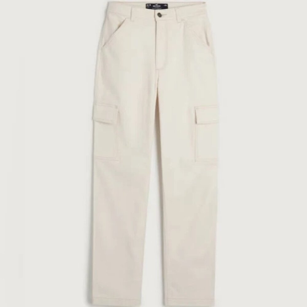 Hollister Ultra High-Rise Dad Cargo Pants – White (25R)